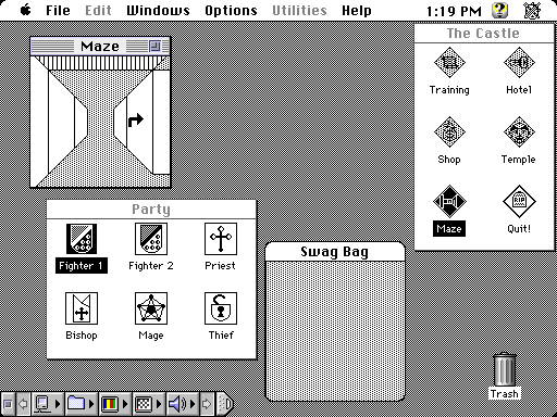 Wizardry for Mac with lineart dungeon graphics