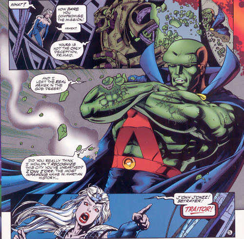 Image: J'onn fakes out the bad guys.